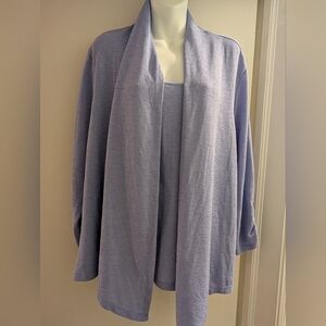 Alfred Dunner Women's Lavender Open Front Sweater And Tank. 1x